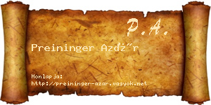 Preininger Azár névjegykártya